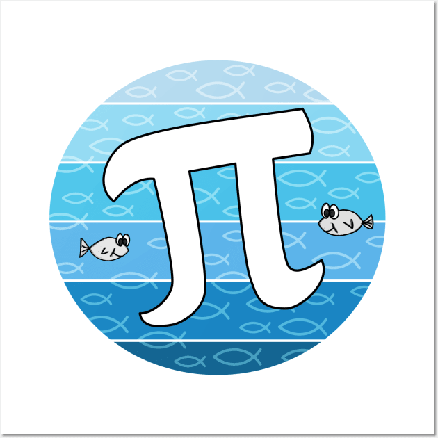 Fish Pi, Pi Day Mathematician Maths Teacher Funny Wall Art by doodlerob